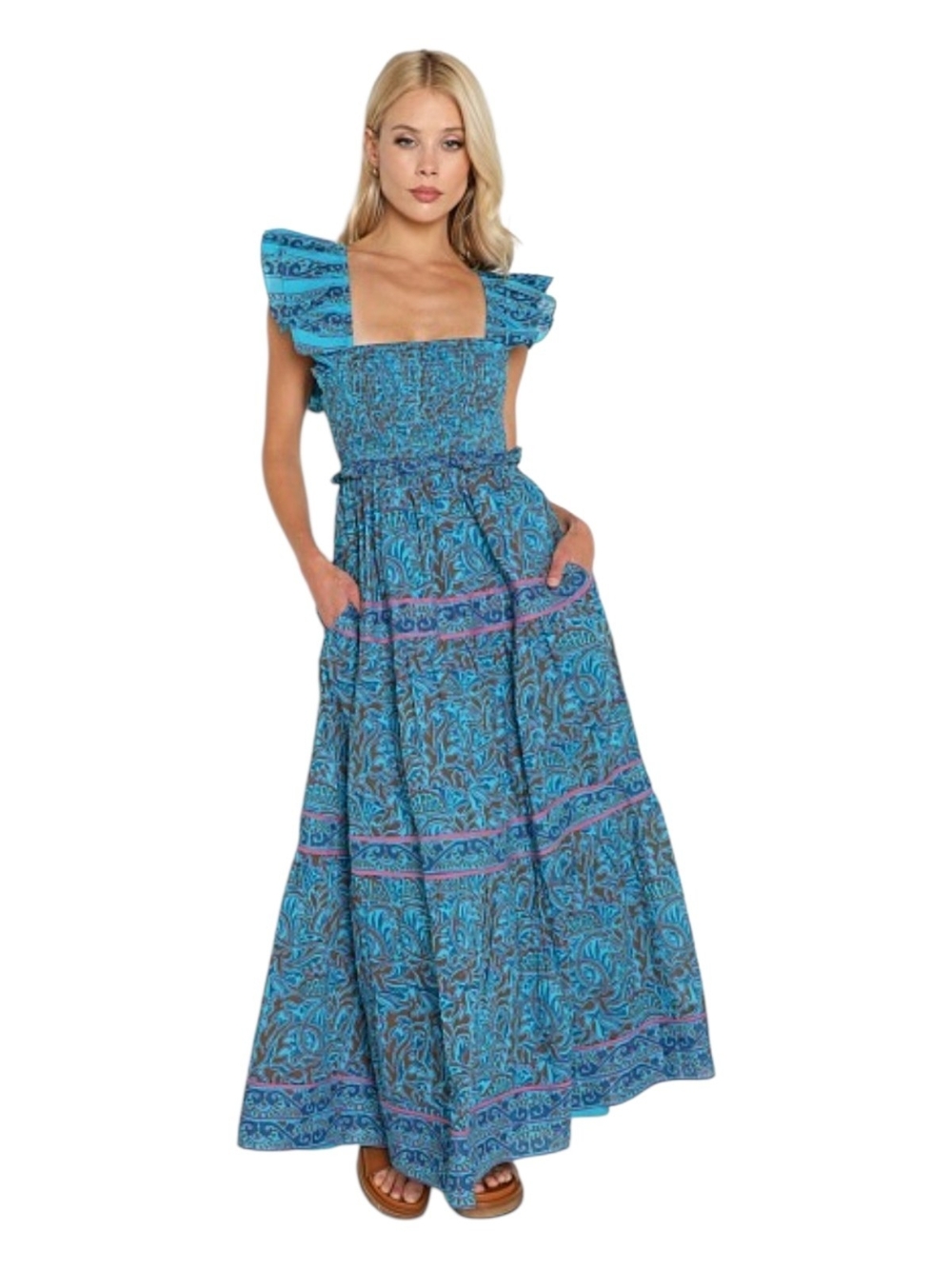 Cleobella Marilyn Ankle Dress In the Zuri block print